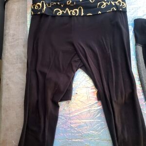 No Boundaries Black Leggings with Gold Accents